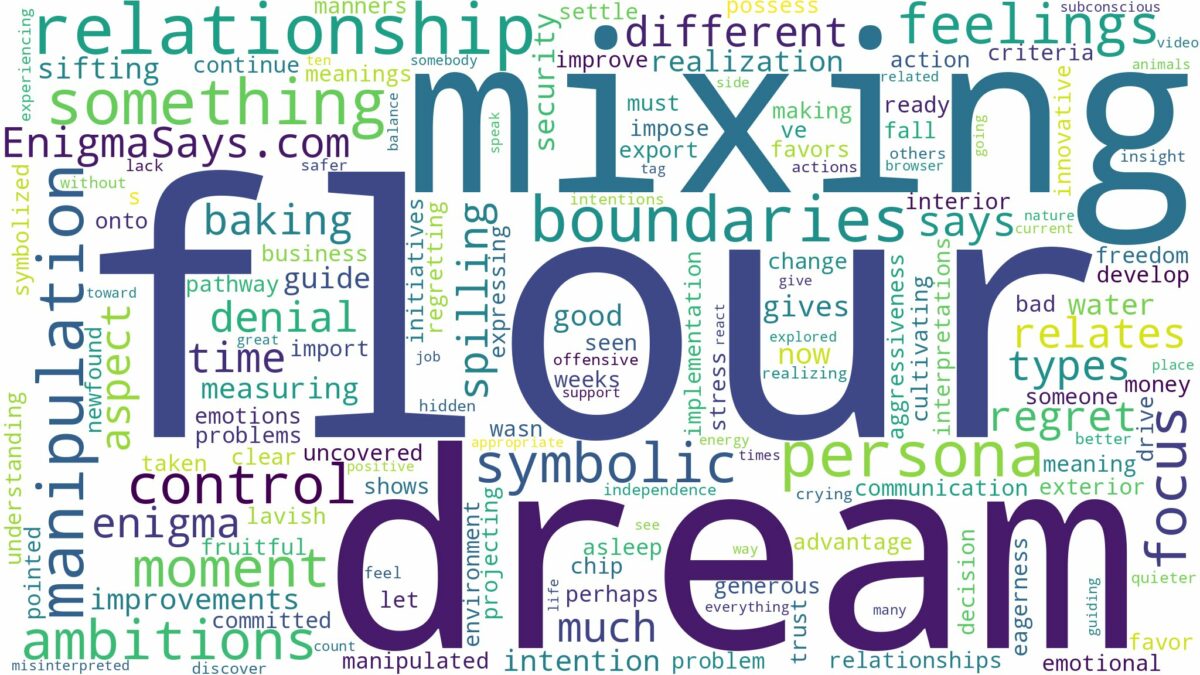 dream of mixing flour and related dreams with their meanings in a word cloud