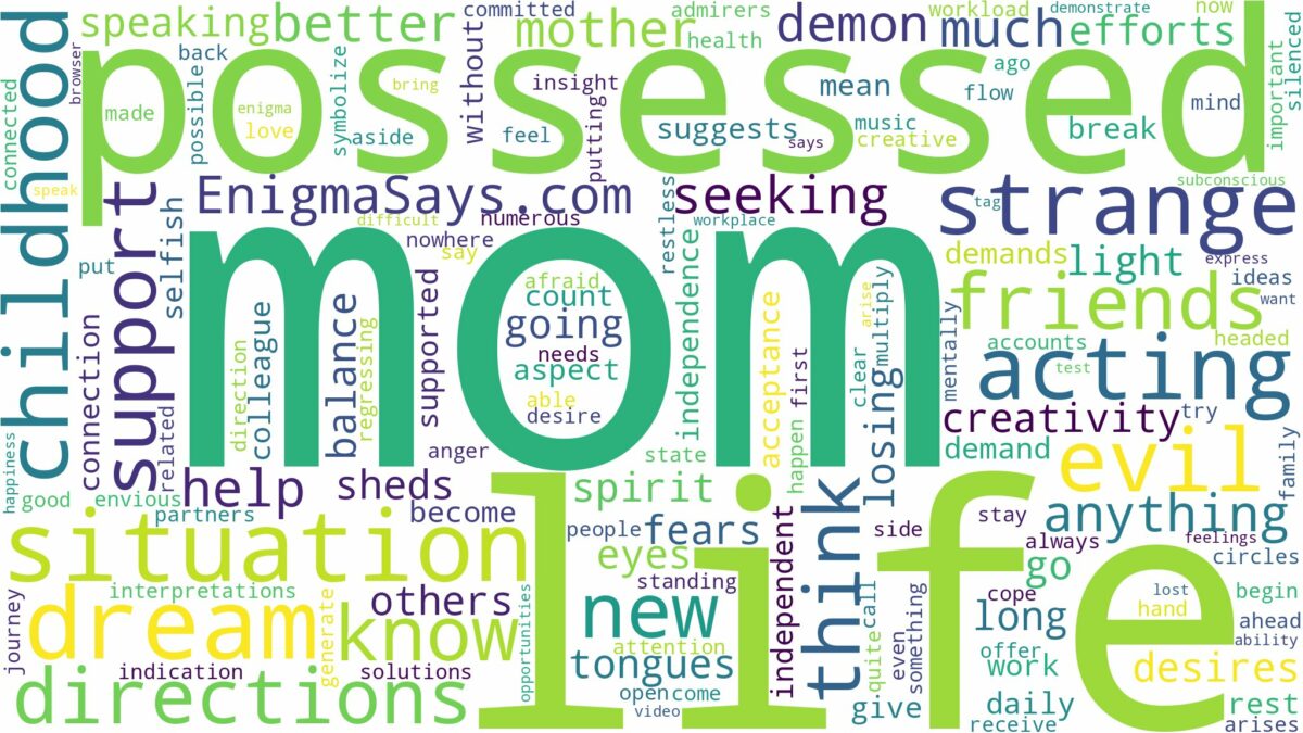 dreaming about mom being possessed and related dreams with their meanings in a word cloud