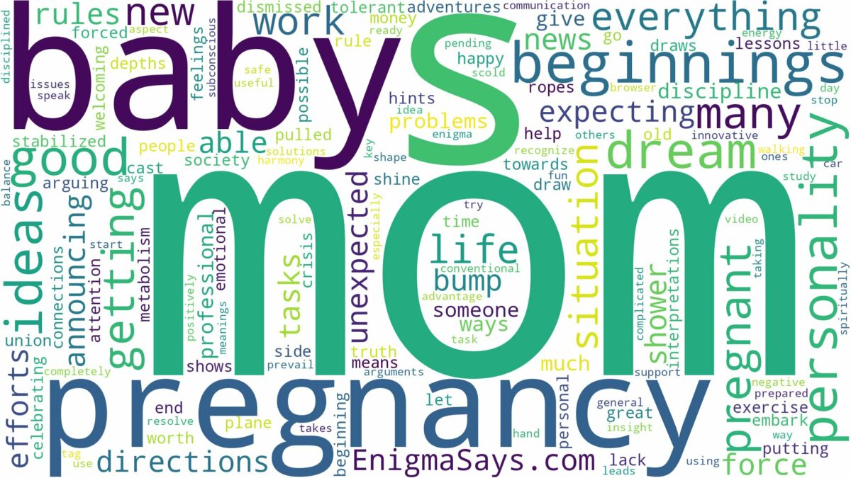 dreaming about mom getting pregnant and related dreams with their meanings in a word cloud