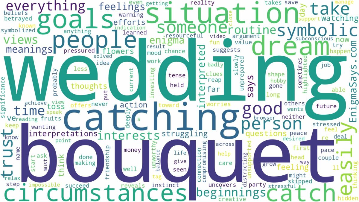 dreaming of catching a bouquet at a wedding and related dreams with their meanings in a word cloud