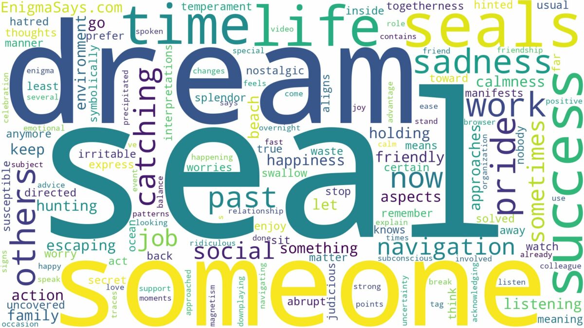 dream of catching a seal and related dreams with their meanings in a word cloud