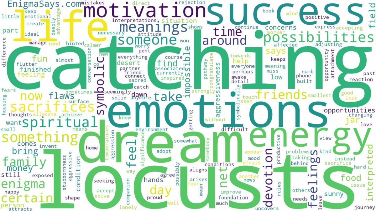 dream of catching locusts and related dreams with their meanings in a word cloud