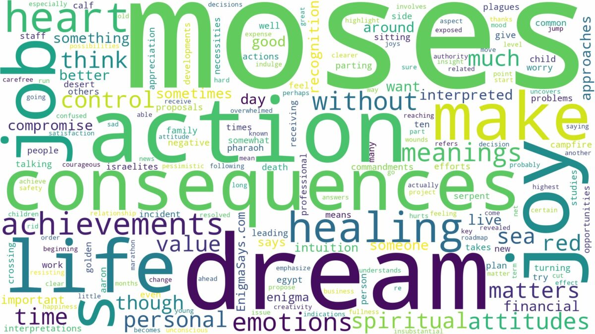 dreams about moses and related dreams with their meanings in a word cloud