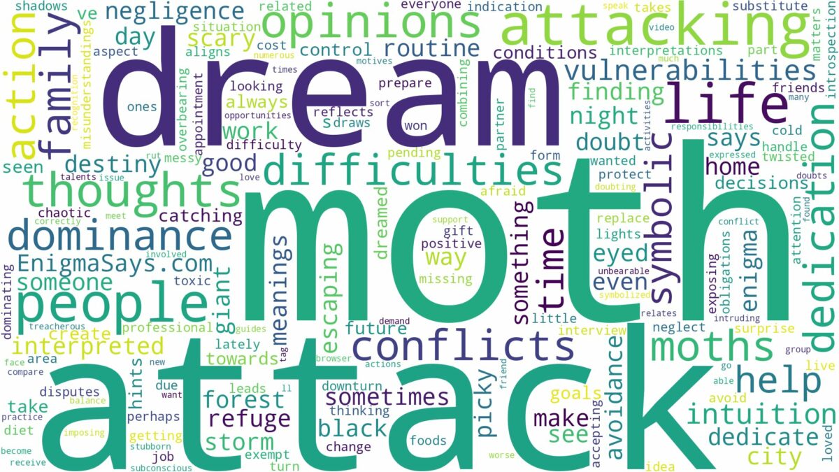 dreaming of moth attacking you and related dreams with their meanings in a word cloud