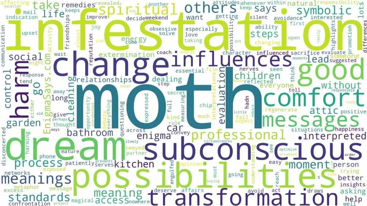 dream about moth infestation and related dreams with their meanings in a word cloud