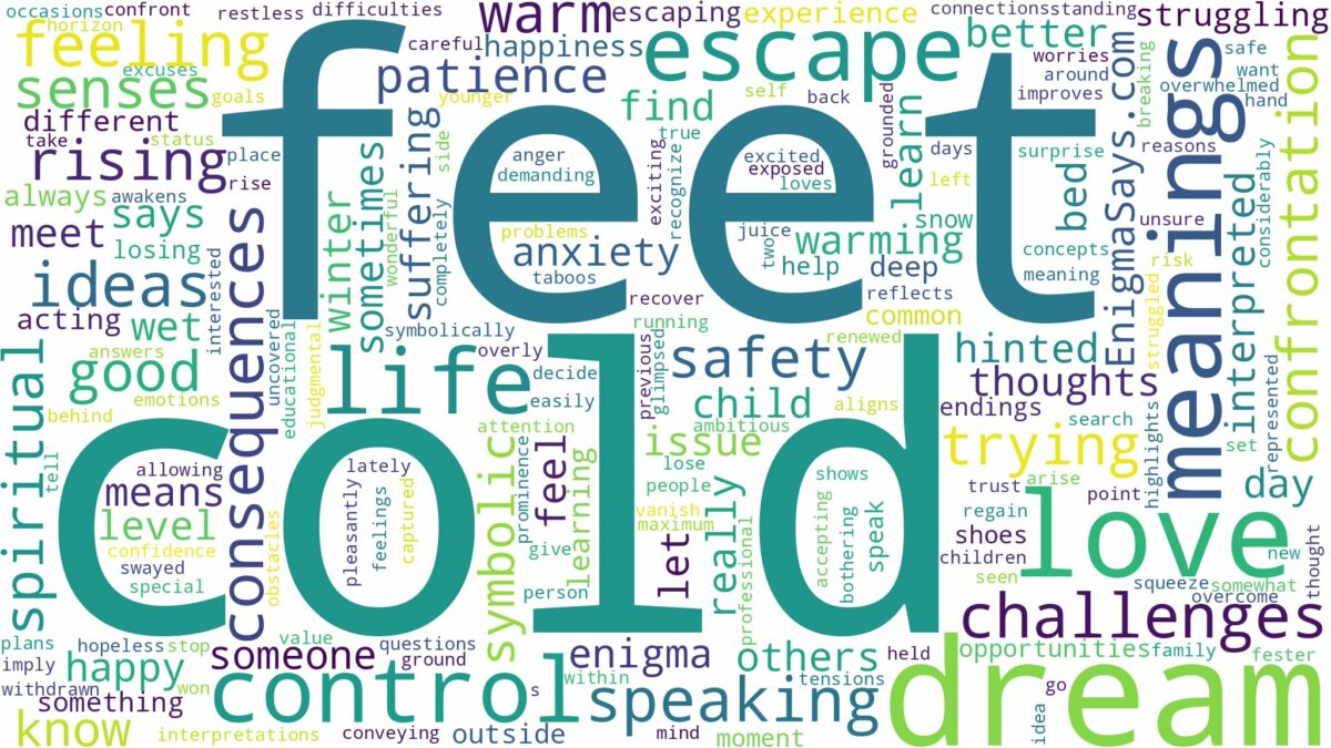 dream about cold feet and related dreams with their meanings in a word cloud