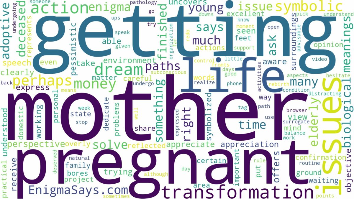 dreaming about mother getting pregnant and related dreams with their meanings in a word cloud