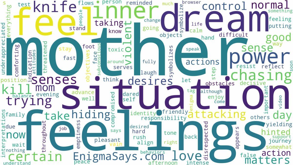 dreaming about mother trying to kill you and related dreams with their meanings in a word cloud