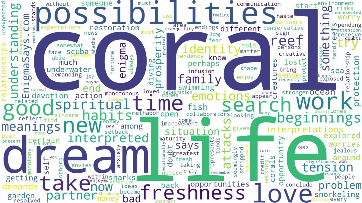 dream about coral and related dreams with their meanings in a word cloud