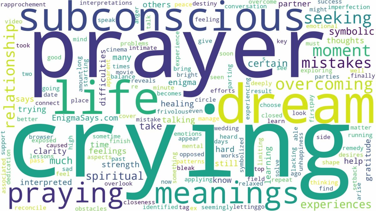 dream of crying while praying and related dreams with their meanings in a word cloud