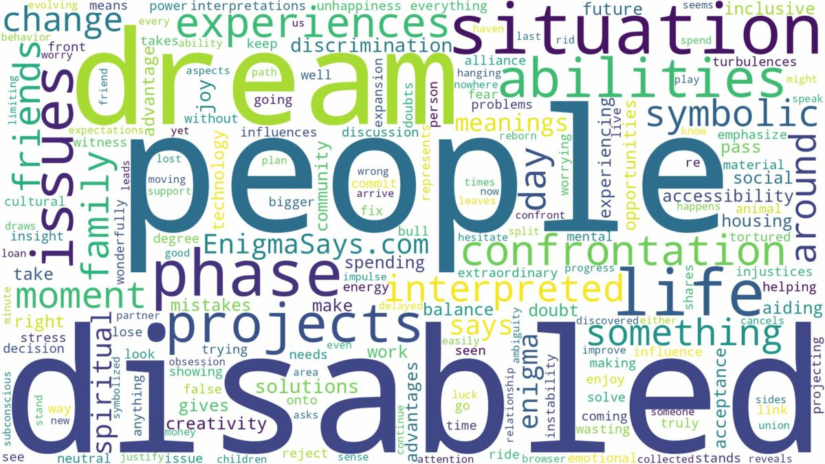 dream about disabled people and related dreams with their meanings in a word cloud