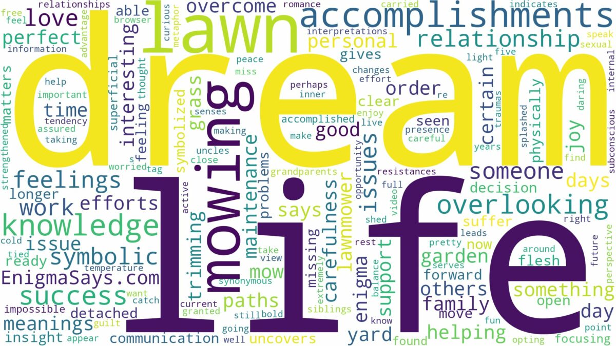 dream of mowing the lawn and related dreams with their meanings in a word cloud