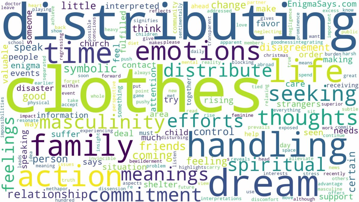 dream of distributing clothes and related dreams with their meanings in a word cloud