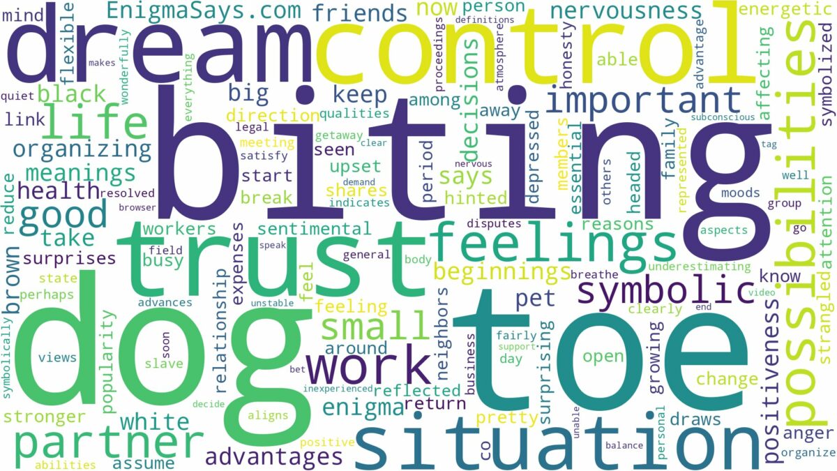 dreaming about dog biting toe and related dreams with their meanings in a word cloud