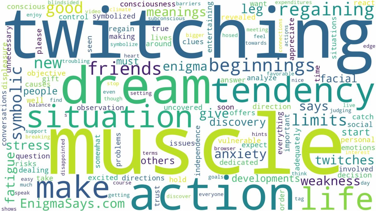 dreaming of muscle twitching and related dreams with their meanings in a word cloud