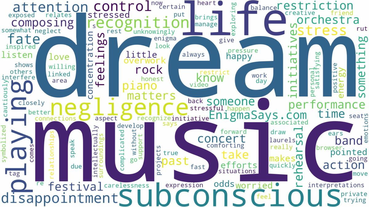 dreaming of music playing and related dreams with their meanings in a word cloud