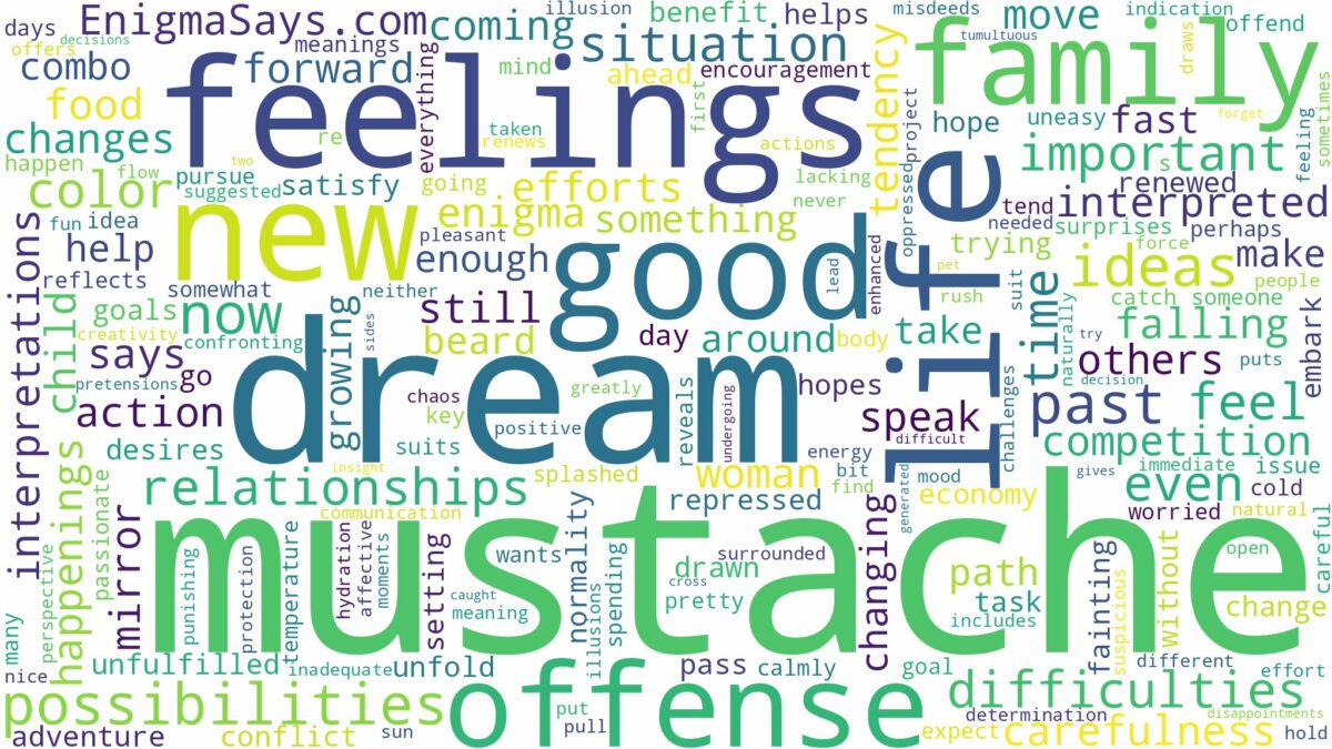 dream about mustache and related dreams with their meanings in a word cloud