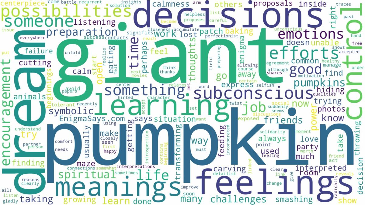 dream about giant pumpkin and related dreams with their meanings in a word cloud