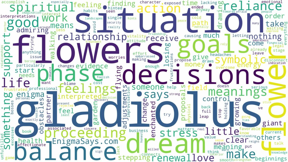 dreams about gladiolus flower and related dreams with their meanings in a word cloud