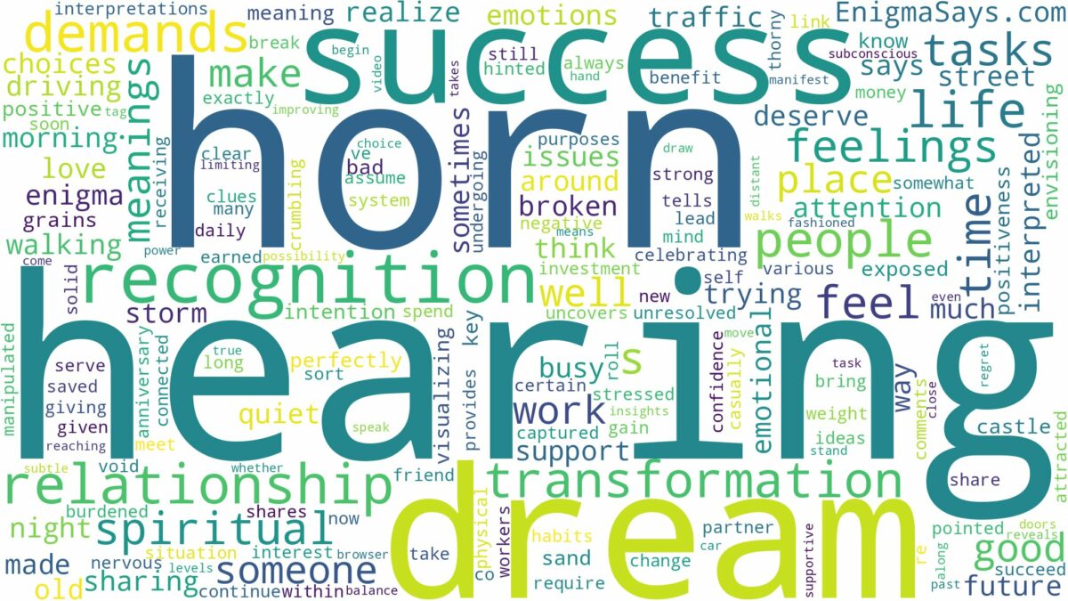 dream of hearing a horn and related dreams with their meanings in a word cloud