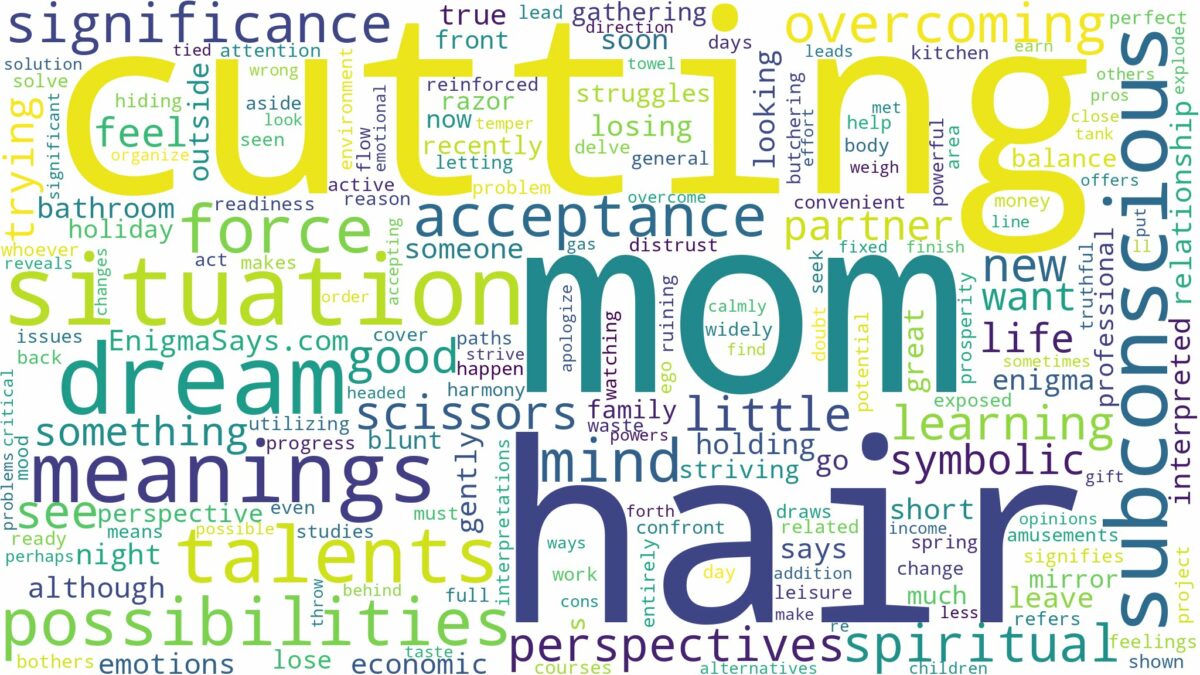 dreaming about your mom cutting your hair and related dreams with their meanings in a word cloud