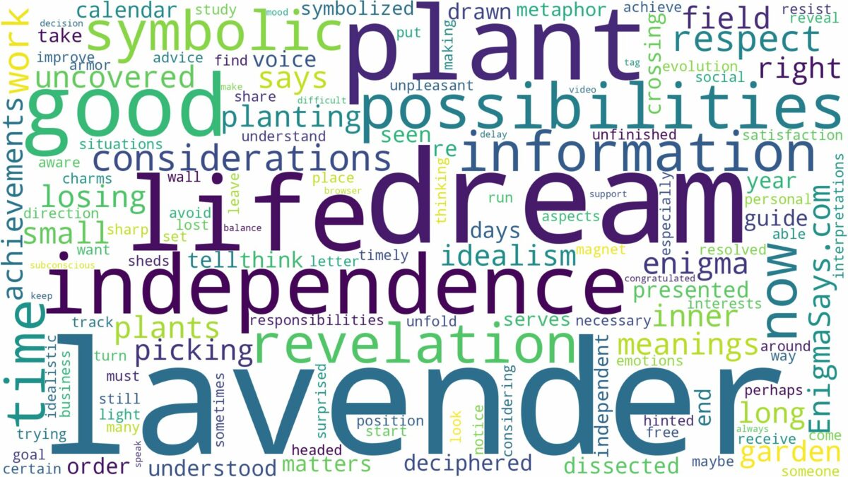 dream about lavender plant and related dreams with their meanings in a word cloud