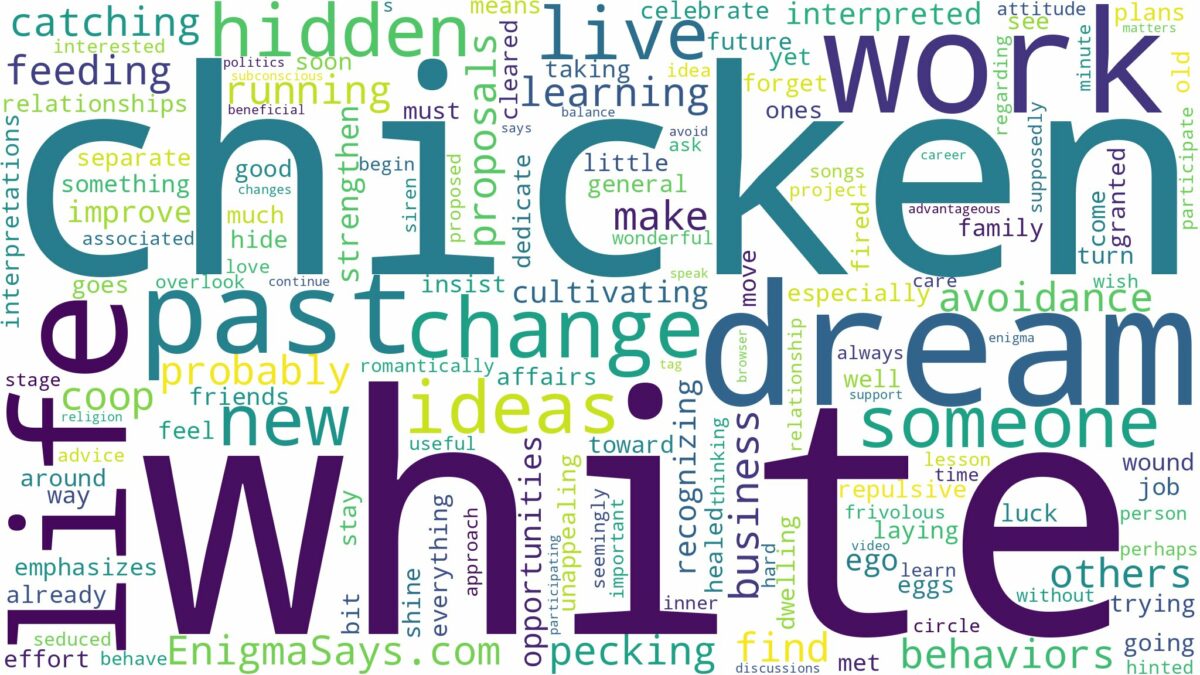 dream about live white chicken and related dreams with their meanings in a word cloud