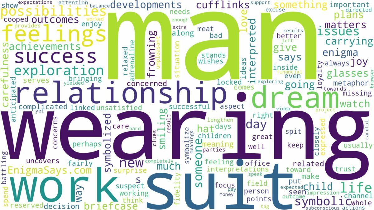 dreaming about a man wearing suit and related dreams with their meanings in a word cloud