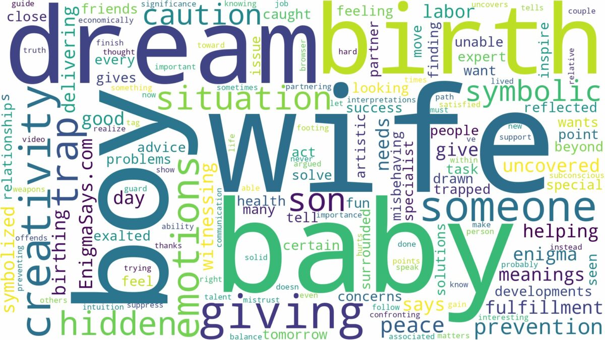 dreaming about your wife giving birth to a baby boy and related dreams with their meanings in a word cloud