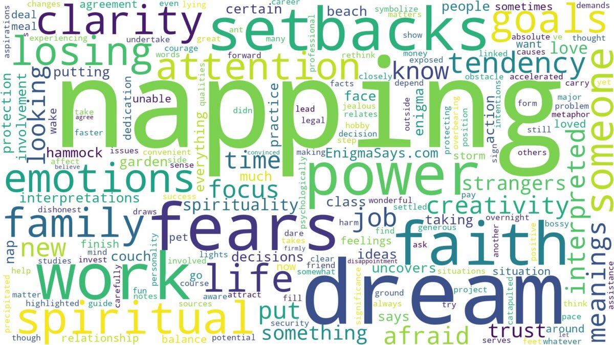 dream of napping and related dreams with their meanings in a word cloud