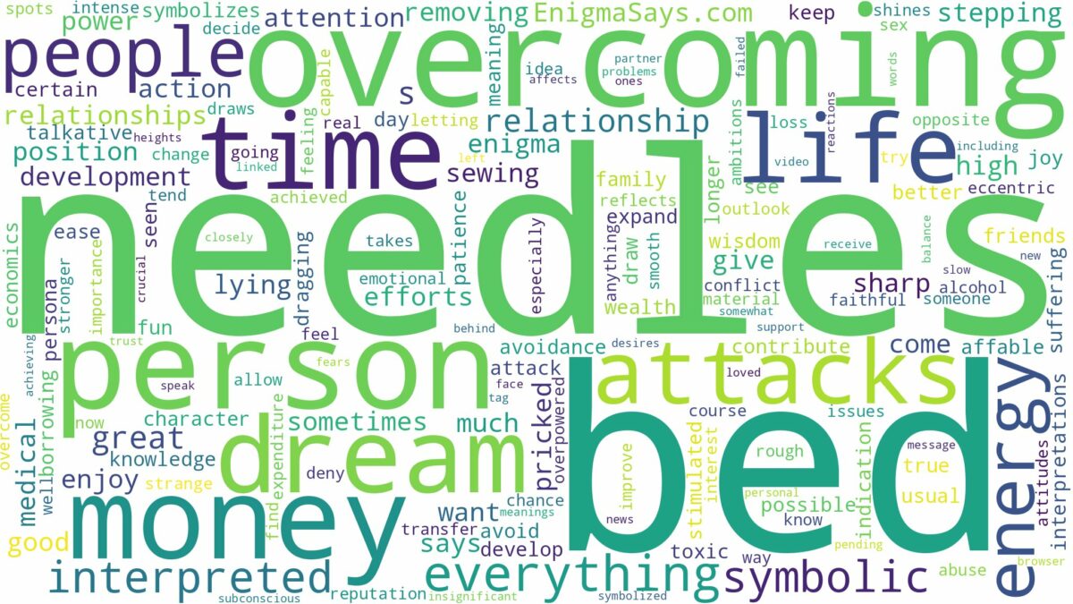 dreams about needles in bed and related dreams with their meanings in a word cloud