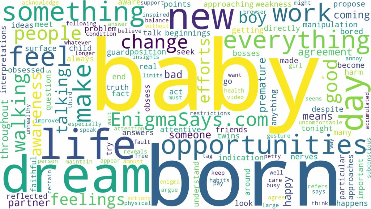 dream about new baby born and related dreams with their meanings in a word cloud