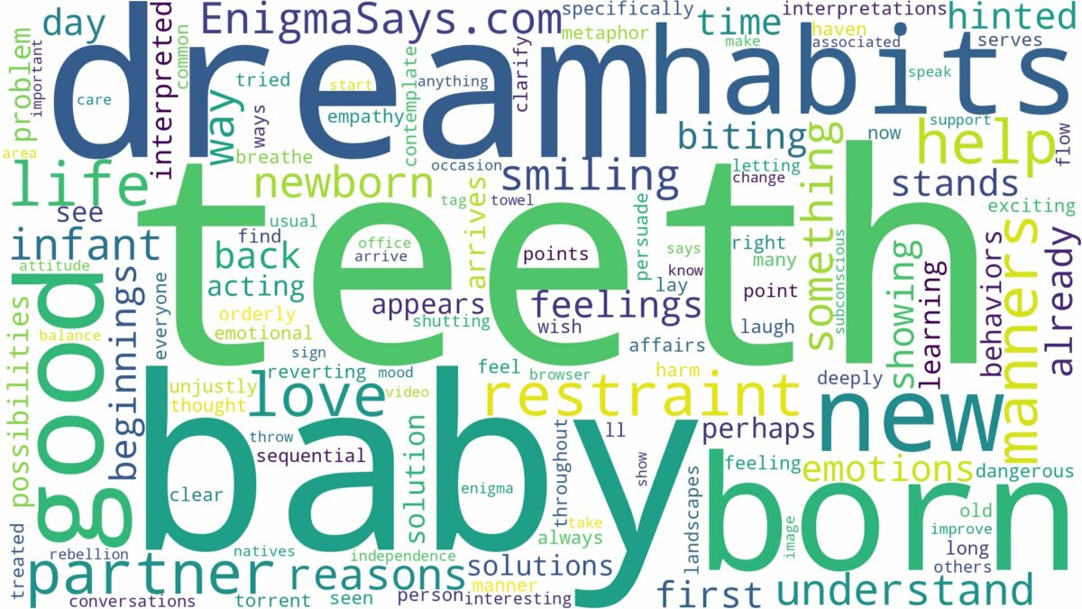 dream about new born baby with teeth and related dreams with their meanings in a word cloud