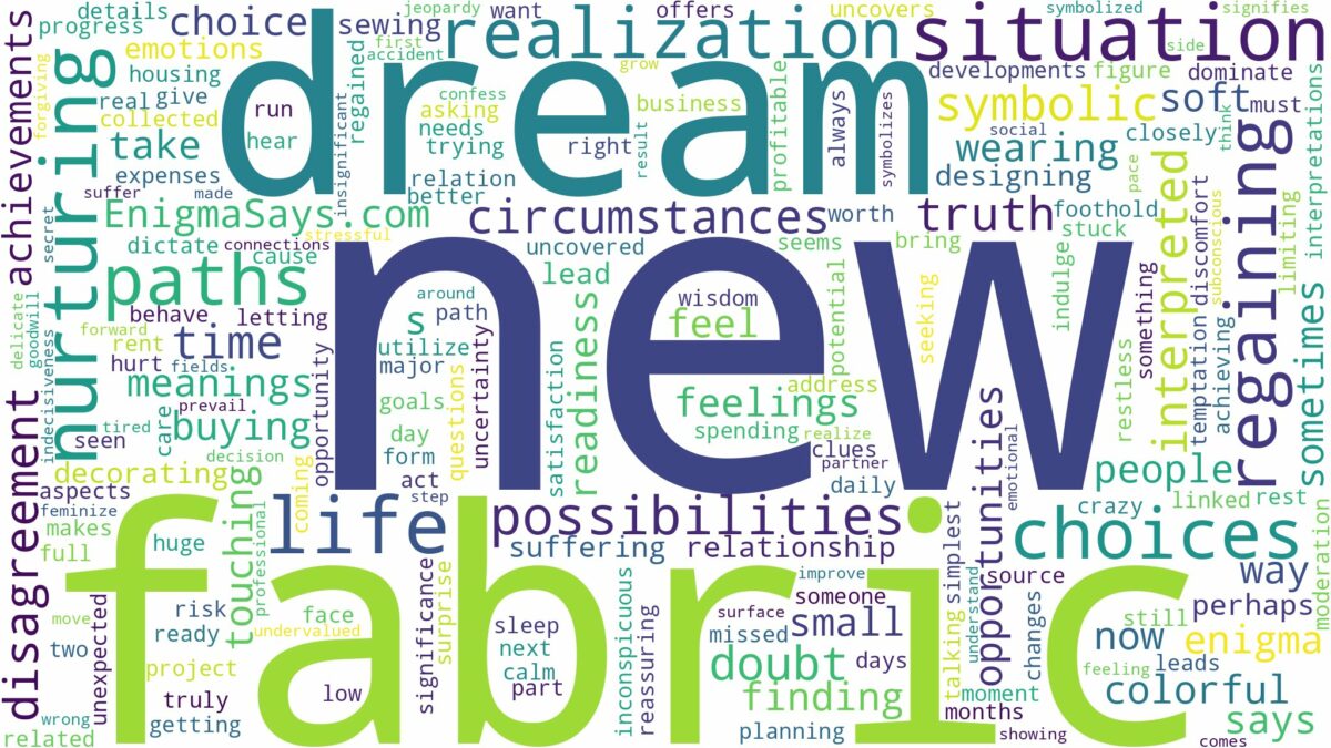 dream about new fabric and related dreams with their meanings in a word cloud