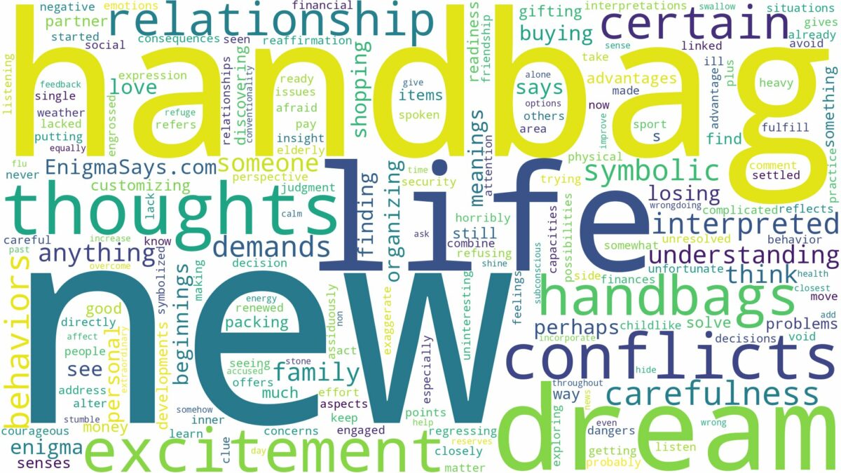 dream about new handbags and related dreams with their meanings in a word cloud