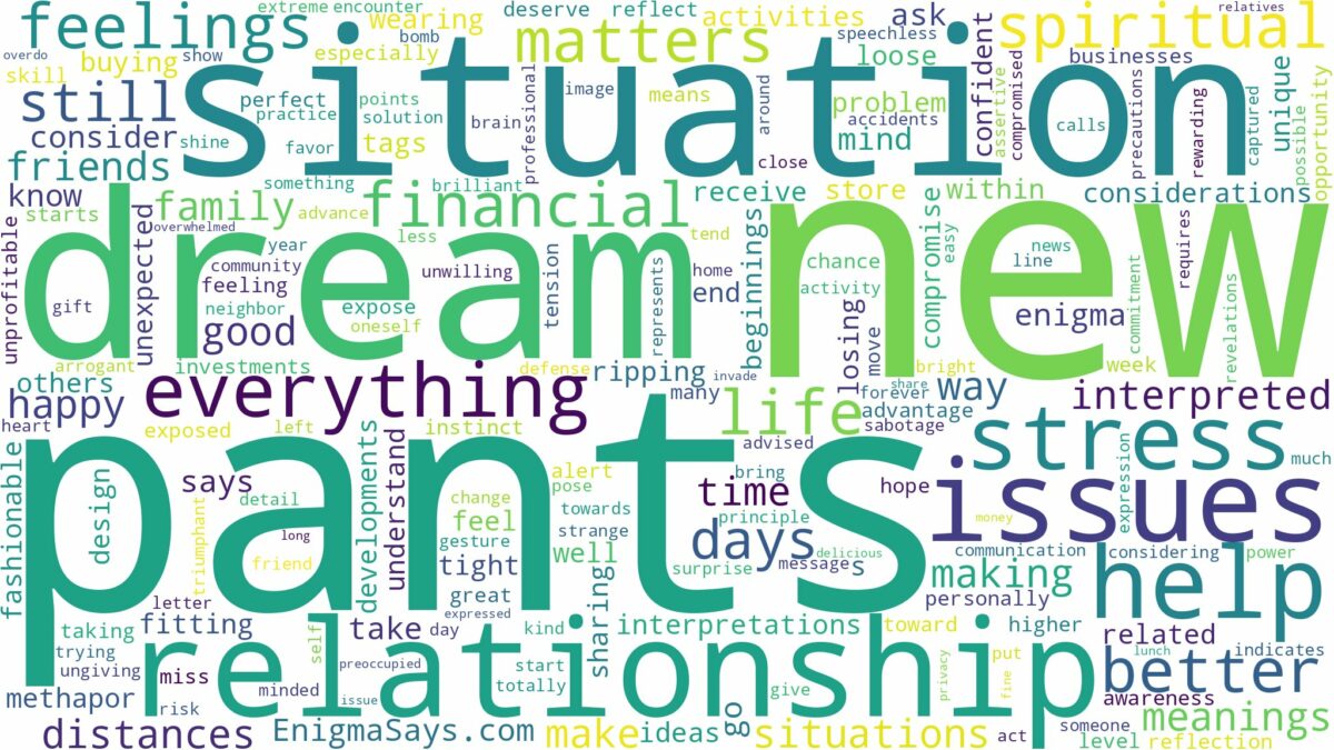 dream about new pants and related dreams with their meanings in a word cloud