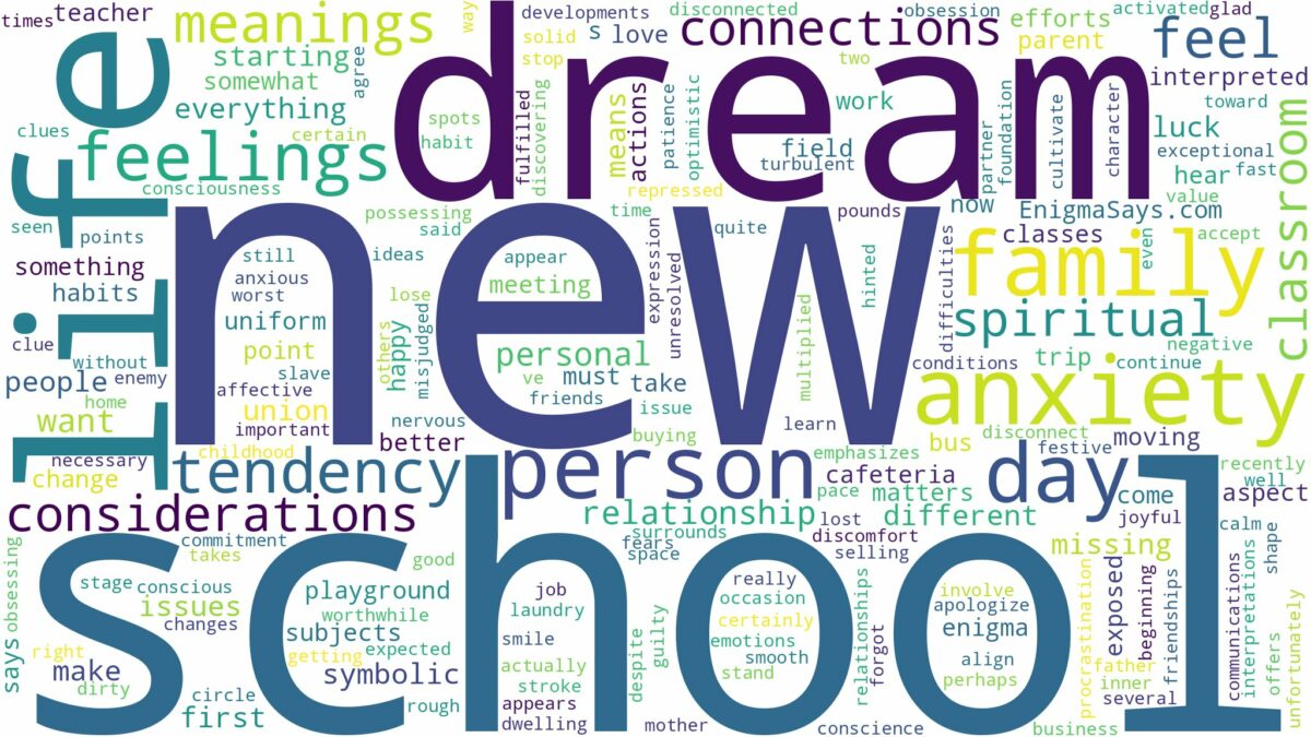 dream about new school and related dreams with their meanings in a word cloud