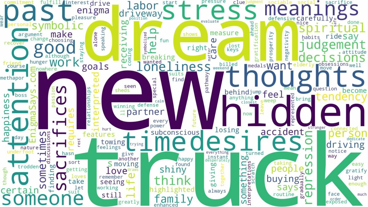 dream about new truck and related dreams with their meanings in a word cloud