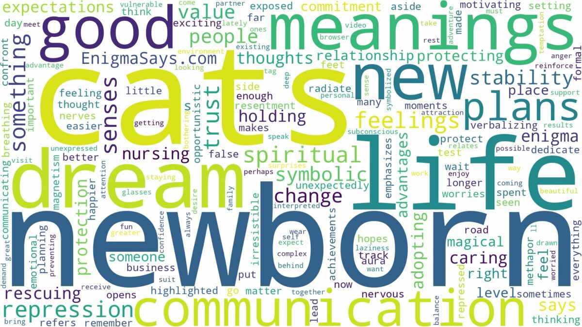 dream about newborn cats and related dreams with their meanings in a word cloud