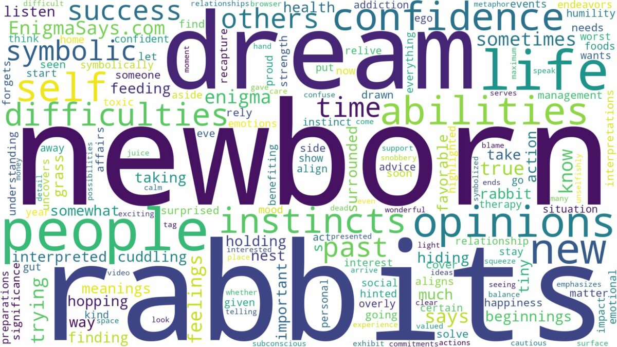 dream about newborn rabbits and related dreams with their meanings in a word cloud