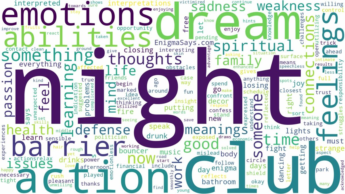 dream about night club and related dreams with their meanings in a word cloud