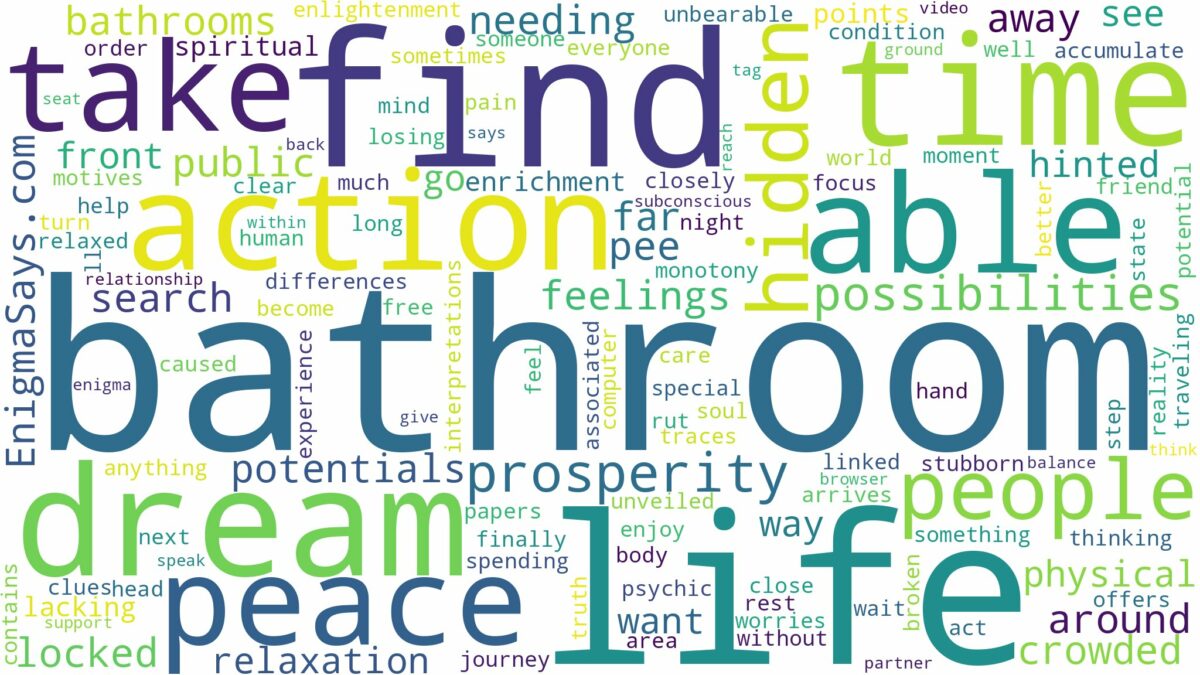 dreaming about not being able to find a bathroom and related dreams with their meanings in a word cloud