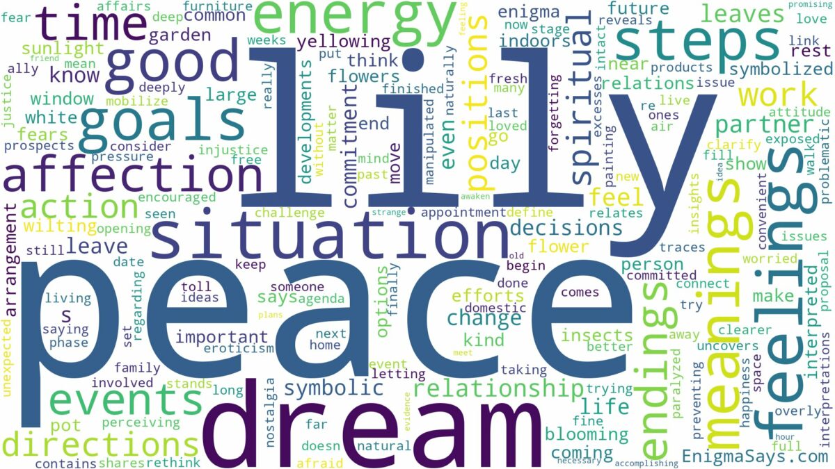 dream about peace lily and related dreams with their meanings in a word cloud