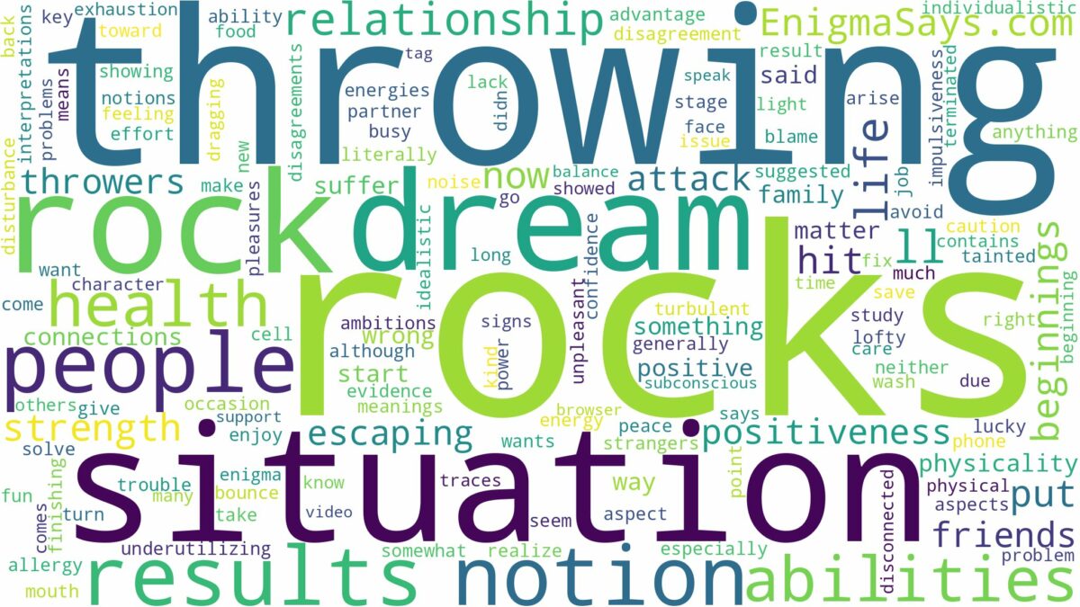 dreaming about people throwing rocks at you and related dreams with their meanings in a word cloud