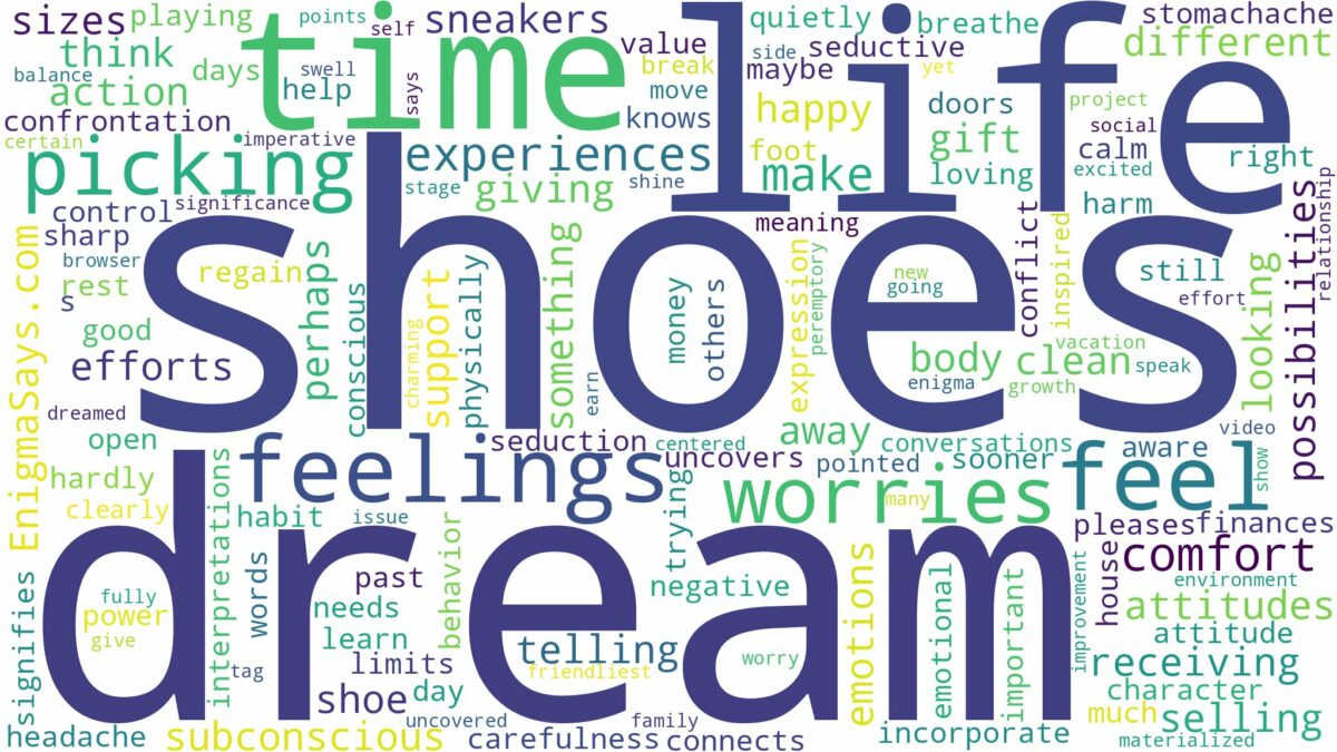 dream of picking up shoes and related dreams with their meanings in a word cloud