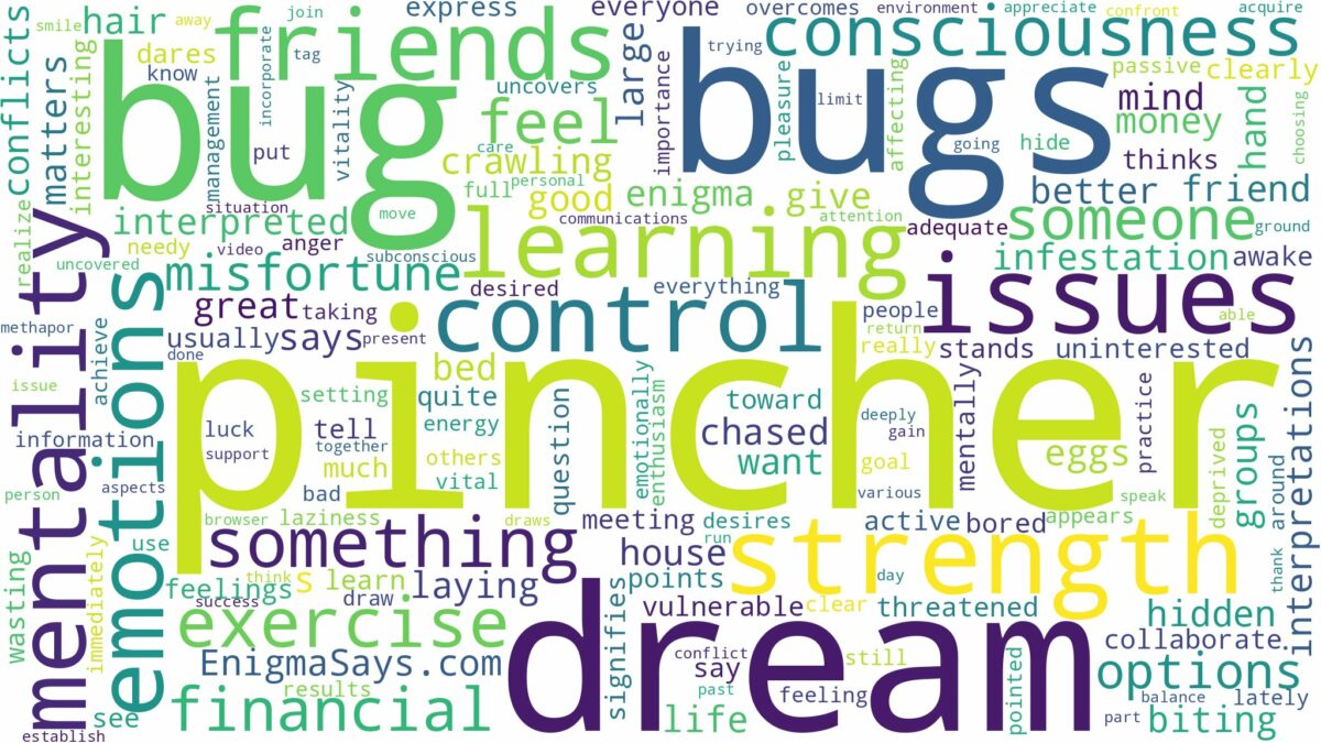 dream about pincher bugs and related dreams with their meanings in a word cloud