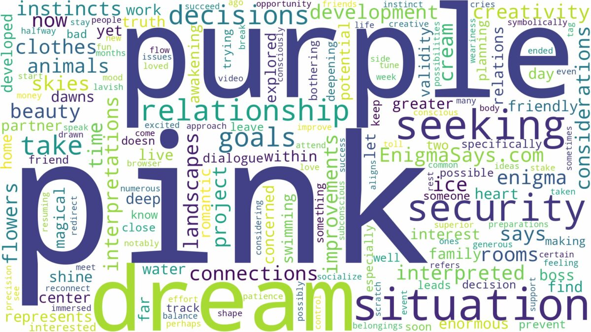 dream about pink and purple and related dreams with their meanings in a word cloud