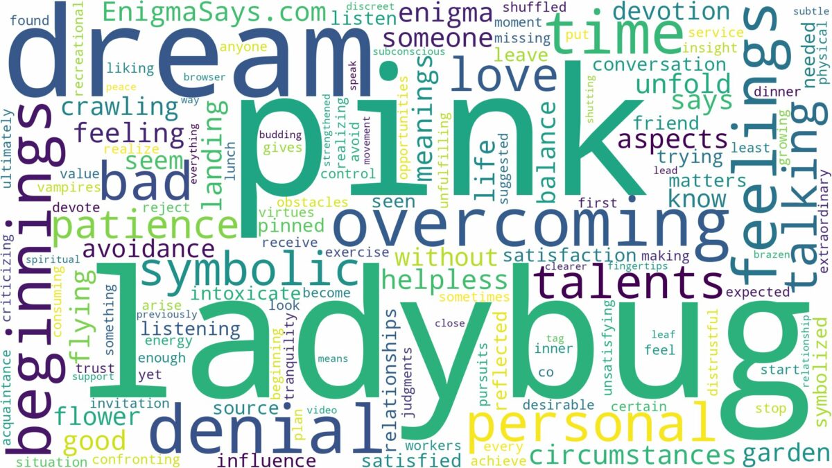 dream about pink ladybug and related dreams with their meanings in a word cloud