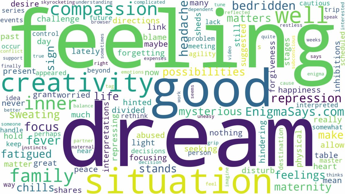 dreaming of not feeling well and related dreams with their meanings in a word cloud