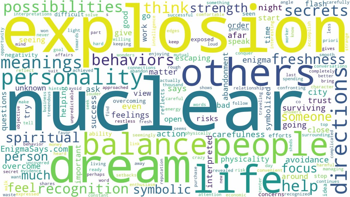 dream about nuclear explosion and related dreams with their meanings in a word cloud